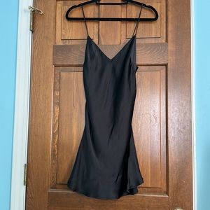 Never worn black mini slip dress